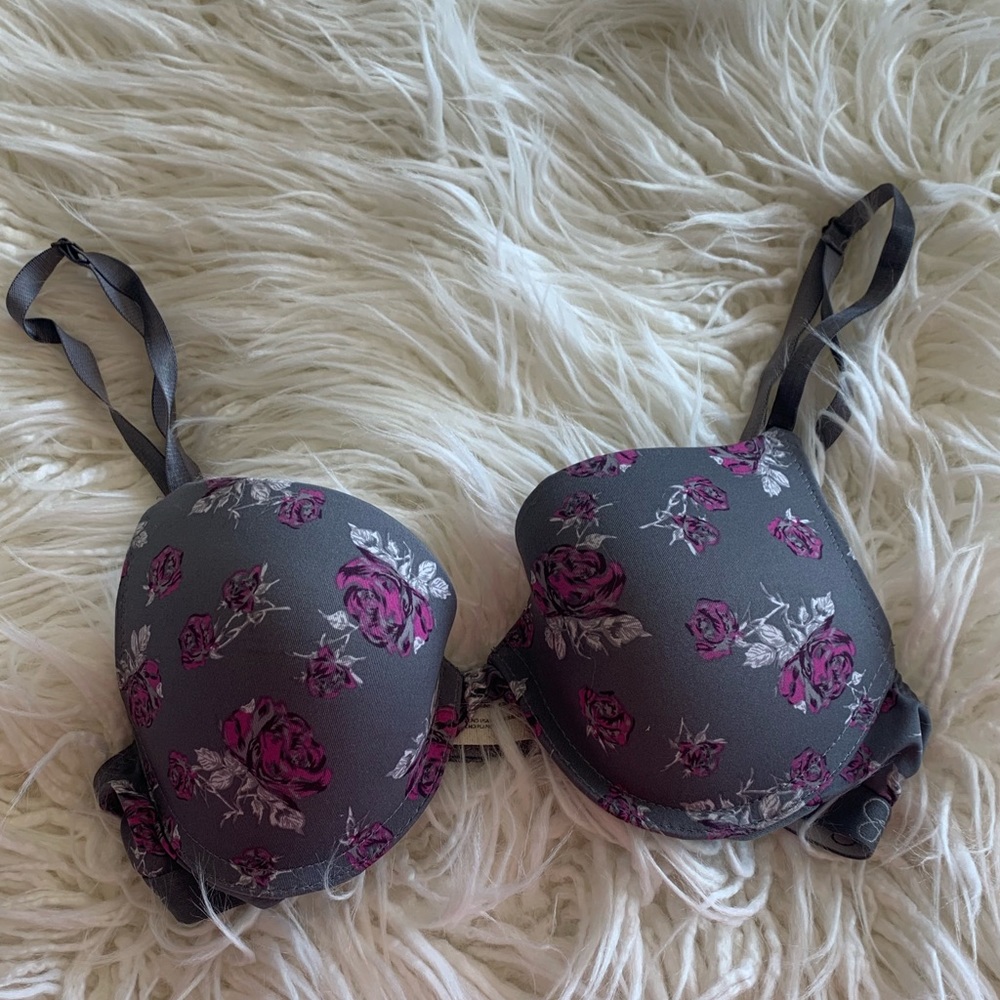 Jessica Simpson bra 34B padded t shirt floral grey